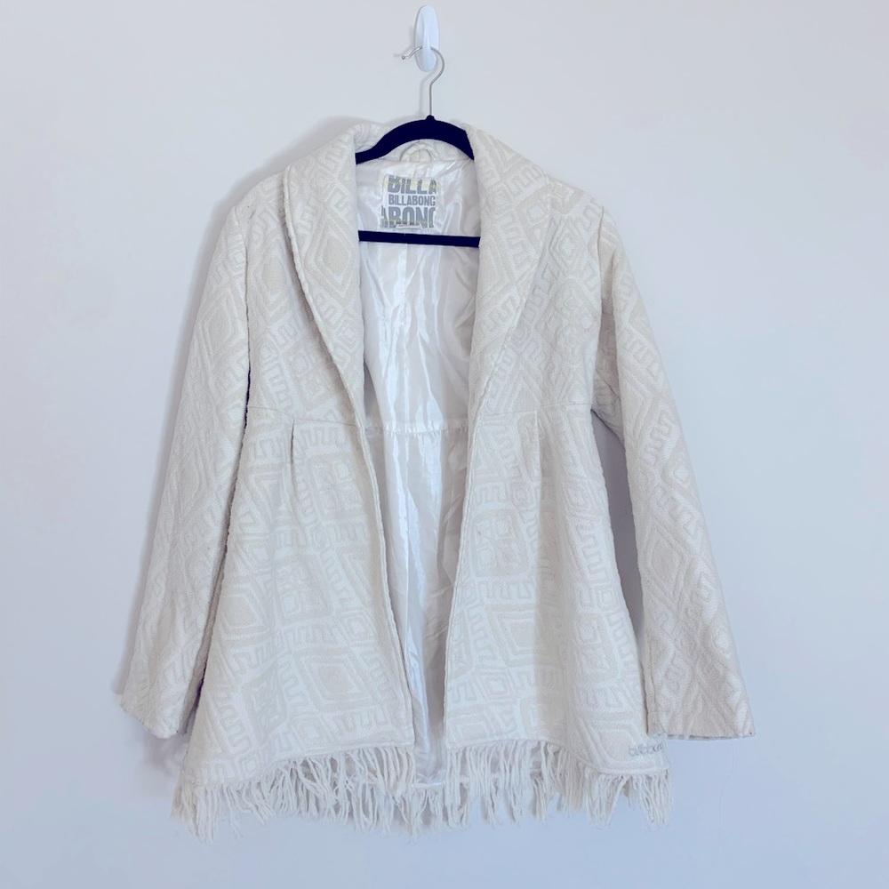 Billabong // Coat // Cream // Off - White // Beachy Fringe Detail & Soft Pattern